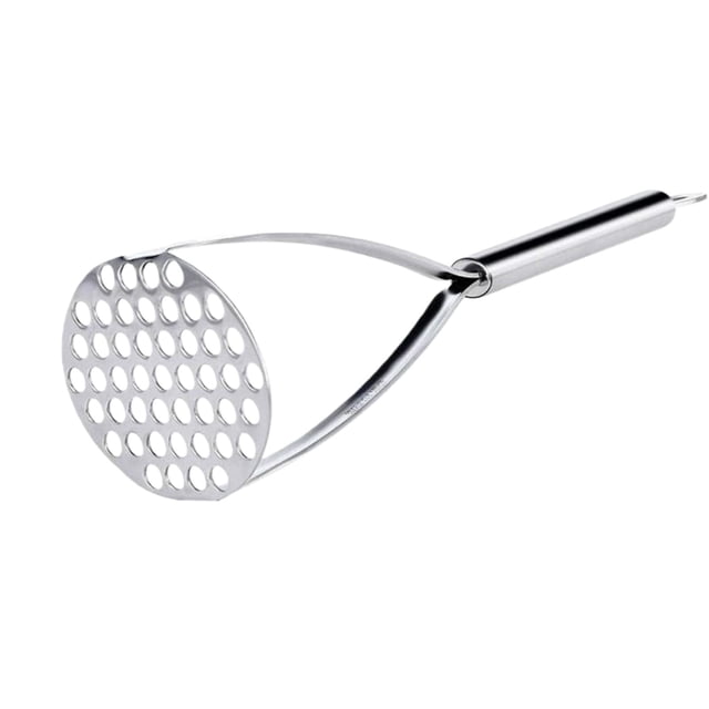 Stainless Steel Potato Masher for Smooth Creamy Mashed Potatoes with Ergonomic Soft Grip Handle - Kitchen Utensil for Effortless Mashing and Durable Construction