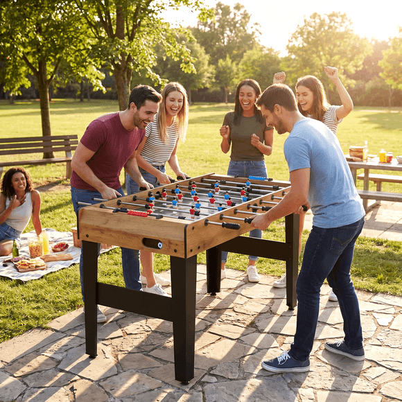 Naipo 48 inch Foosball Table Game Room with 3 Balls Soccer Game Table Adult Size with Smooth Rolling Rods for Home Use