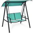 thumbnail image 1 of Costway 2-Person Outdoor Patio Porch Swing Chair W/ Adjustable Canopy Turquoise, 1 of 7