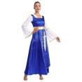thumbnail image 2 of Sxiwei Tunique Superposée de Danse de Louange pour Femmes Longueur Cheville Coupe Ample Robe Maxi Robe de Culte Liturgique Bleu 3TG, 2 of 7
