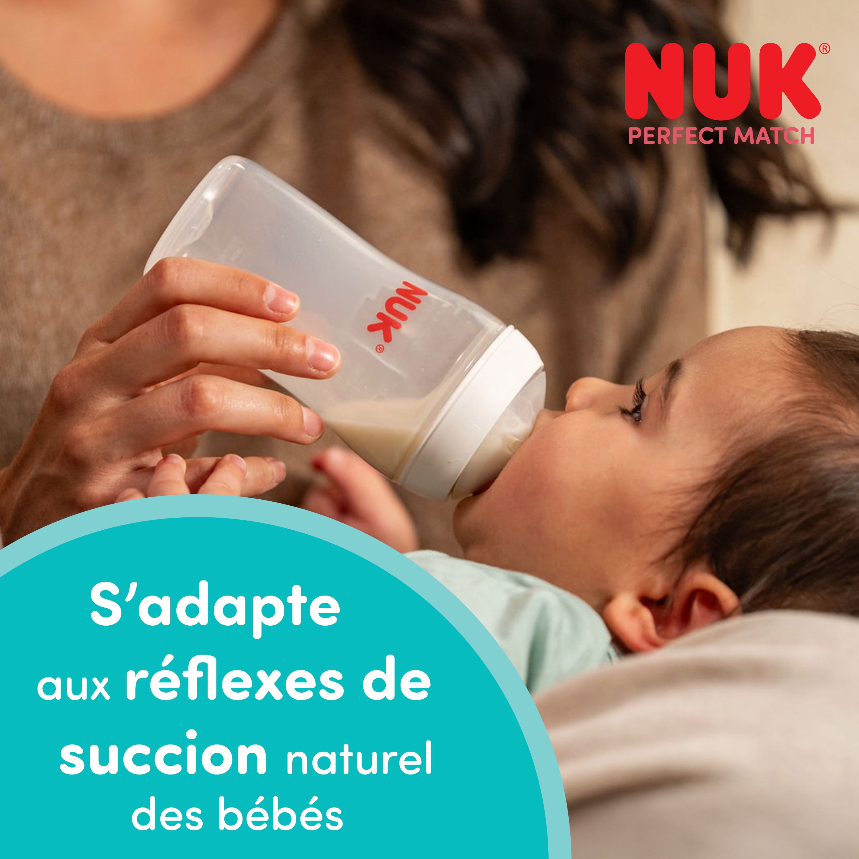 NUK Perfect Match Baby Bottle, 3+ Months, 260 ml, Anti Colic Feeding Bottle, Plastic, Temperature Control Indicator, Sheep, 3 Count