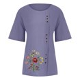 thumbnail image 4 of Aqestyerly T-Shirt d'Été à Manches Courtes pour Femme, Décontracté, à Imprimé Floral, Coupe Ample, Col Rond, Blouse Confortable, Haut Léger pour Tous les Jours HWRETIE, 4 of 4
