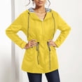 thumbnail image 4 of Kcodviy Womens Rain Jacket with Windbreaker Colorful Hood Lightweight Long Sleeve Top Jacket Windbreaker Zip Up Drawstring Plus Size Winter Coats Raincoat with Pockets, 4 of 6