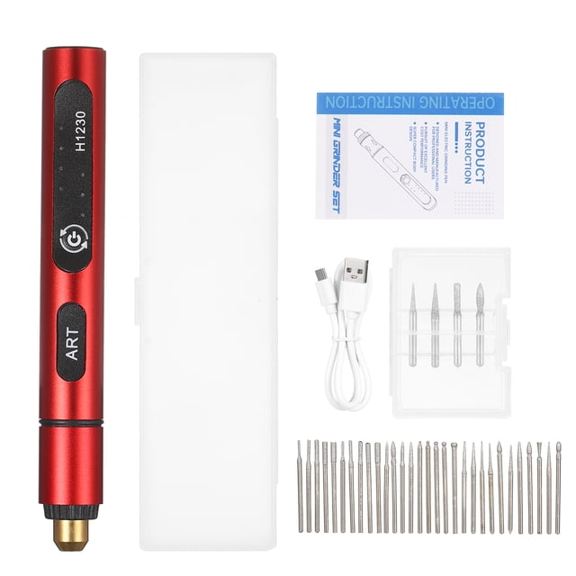 Mini Outil Rotatif Sans Fil 3 Vitesses 5 V Rechargeable, Trousse d'Outils Rotatifs avec 4 Mèches de Meulage USB