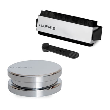 Fluance Trousse d'Accessoires pour Disque Vinyle avec Disque et Stylet, Pinceaux en Fibre de Carbone Antistatiques et Poids du Disque (VB52RW02)