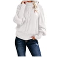 thumbnail image 1 of Ladies Mid Neck Sweater Oversize Tops Loose Long Sleeve Knit Fair Isle Sweaters Solid Color Sweater Pullover Mens Lightweight Sweater Top, 1 of 6