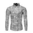 thumbnail image 1 of Unique Bargains Big & Tall Men's Leopard Print Button Down Long Sleeve Shirt, 1 of 6