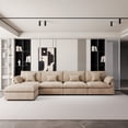 thumbnail image 2 of The Magic Home Canapé Sectionnel Modulaire en Lin en Forme de L 155 Pouces 4 Places Style Nuage avec Ottoman, Kaki, 2 of 15