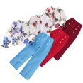 thumbnail image 1 of 2PCS Kids Girls Long Sleeve Printed Tops T Shirts+solid Color Pants Outfit Set Spring Fall Clothes for 7-12 Years, 1 of 8