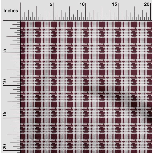 oneOone Polyester Lycra Fabric Check Kasuri Decor Fabric Printed BTY 56 Inch Wide