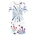 thumbnail image 3 of LNGOOR Robes d'Été de Jour de l'Indépendance pour les Femmes à Manches Courtes Étoiles Rayures Imprimées Casual Col Rond une-Ligne Mini Robe, 3 of 4