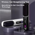 thumbnail image 2 of JUNWELL Numoya Portable Straightener Brush -  Fast Heating Cordless Mini Hair Straightener Brush  3 Temp-Settings，Straightener Rechargeable & Cordless Mini Hair Straightener Comb (Black, 2 of 8