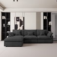 thumbnail image 2 of The Magic Home Canapé Sectionnel Modulaire en L en Lin à 3 Places avec Ottoman, Noir, 2 of 14