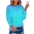 thumbnail image 1 of IROINID Offres Polyester Long Sleeve T-Shirt pour Women Confortable Été Col Rond Chemisiers de Sortie Tops,Blue, 1 of 3