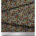 thumbnail image 2 of Soimoi Black Rayon Crepe Fabric Square Geometric Decor Fabric Printed Yard 46 Inch Wide, 2 of 3