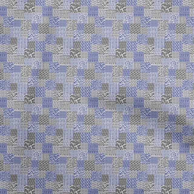 oneOone Velvet Medium Blue Fabric Mix Ikat Craft Projects Decor Fabric Printed By The Yard 58 Inch Wide