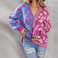 thumbnail image 2 of 2025 Leopard Print Button Up Knit Long Cardigan Long Sleeved Jacket for Cardigan Sweater Open Front, 2 of 8