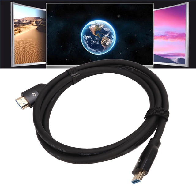 Video Cable, Black Display Cable HD Multimedia Interface 2.1 PVC Cord High Speed Support 4K 2160P 8K Durable HDMI Cable for TV, game consoles, PC, and laptops. Features a black PVC and aluminum alloy design with support for 4K and 8K resolutions. Ideal for connecting to large screens or gaming setups.