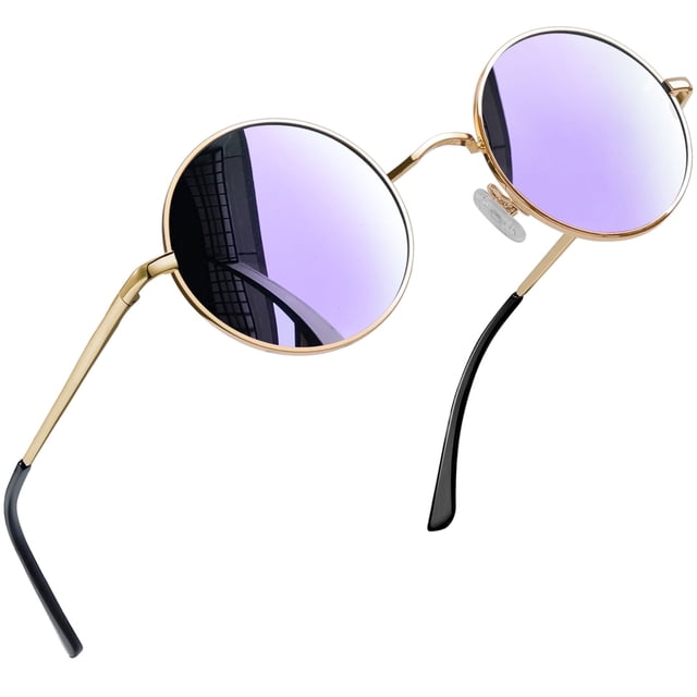 Joopin Lunettes de Soleil Rondes Hommes Femmes Teintes Polarisées Hippie Rétro Cercle Lunettes de Soleil