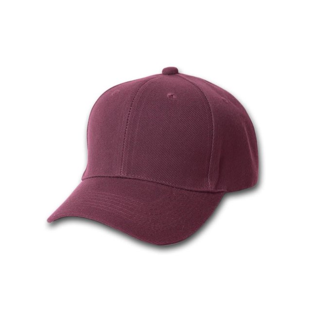 Plain Fitted Curve Bill Hat, Maroon 7
