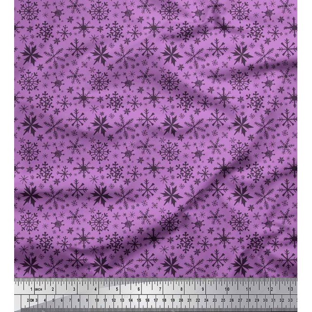 Soimoi Velvet Fabric Snowflake Artistic Printed Fabric 1 Yard 58 Inch Wide