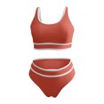 thumbnail image 4 of FAIWAD Womens 2 Piece Swimsuits Sports Color Block Bikini Sets Removable Bra Pad Full Coverage Bathing Suits for Girls, 4 of 5