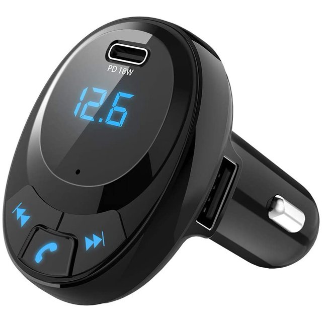 Car Bluetooth FM Transmitter, Hands-free Call Bluetooth Car Adapter, Wireless Bluetooth FM Radio Adapter Car Kit with Bass Booster