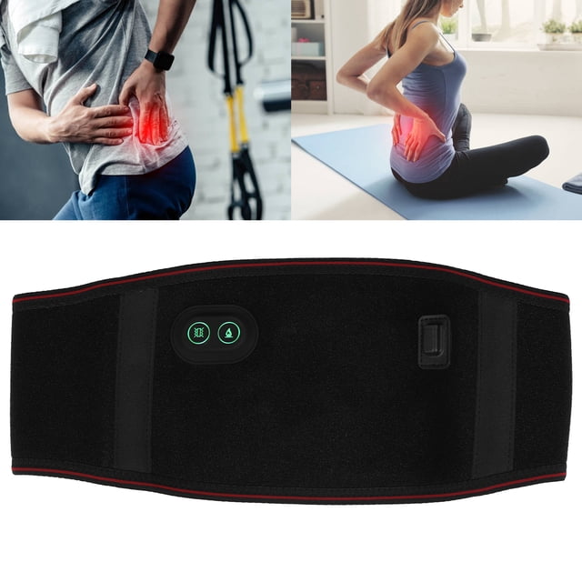 Heating Waist Back Belt by Dewin, featuring a streamlined design with adjustable tightness. Made from OK cloth and carbon fiber heating sheet, it measures approximately 106 x 17 cm. The belt includes a heating plate for warmth, vibration therapy for lumbar support, and a pocket for medicine bags. It also has an external power bag for portability, making it suitable for use during work, travel, or shopping. Ideal for relieving waist pain, cold back, and other discomforts. Includes a USB cable and instruction manual.
