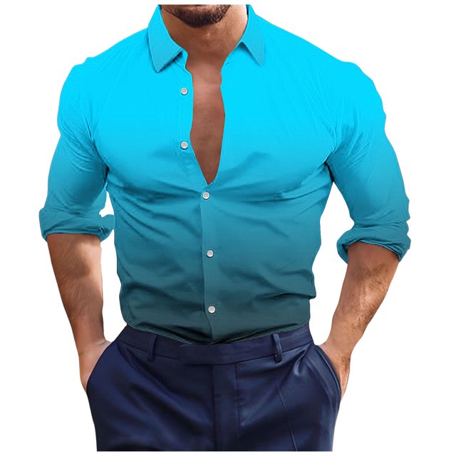 Birdeem Chemises pour Hommes Manches Longues Boutonnées Mode Décontractée Imprimée Bouton Col Rabattu Chemise Chemise Hauts Été Chemises Manches Longues pour Hommes