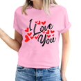 thumbnail image 2 of Pisexur T-shirt de la Saint-Valentin pour Femmes, Imprimé Amour, Manches Courtes, Col Rond, 2 of 5