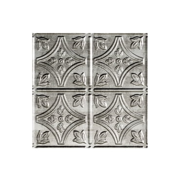 Fasade Easy Installation Traditional 1 Crosshatch Silver Glue Up Ceiling Tile/ Ceiling Panel (12" X 12" Sample)