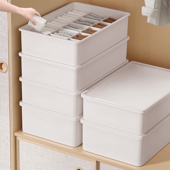 ZZkhGO Underwear Storage Box, Multi Compartment Drawer Organizer with Lid, Panty Socks Bra Organizer for Bedroom Closet Dresser Organization