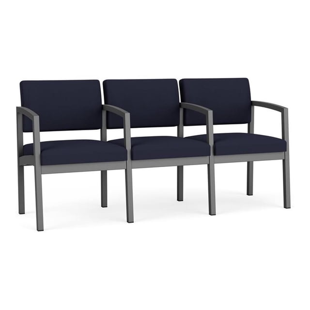 Lenox Chaise d'Attente de Réception en Acier à 3 Places / Acier Charbon / Bleu Marine