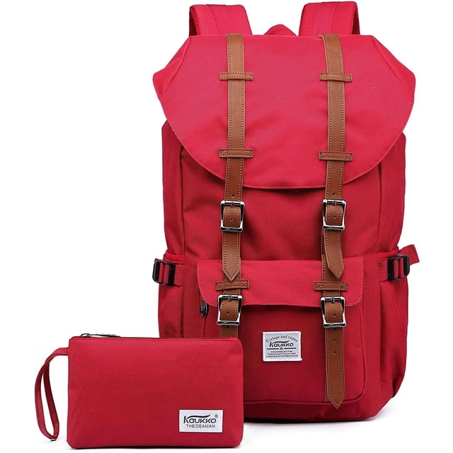 KAUKKO School Travel backpack for university flexible with laptop for 15",22L(Nylon Red2pc)