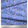 thumbnail image 3 of Soimoi Blue Poly Georgette Fabric Branch,Dot & American Robin Bird Decor Fabric Printed BTY 52 Inch Wide, 3 of 3