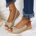 thumbnail image 2 of Summer Ladies Shoes Fish Mouth Medium Wedge Heel Metal Buckle Womens Sandals, 2 of 9