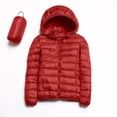 thumbnail image 5 of Packable down Jacket, Lightweight Hooded Puffer, White Duck down Coat Red L , Coat, 5 of 5