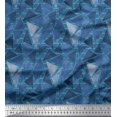 thumbnail image 1 of Soimoi Blue Rayon Fabric Facets Triangle Geometric Print Fabric by The Yard 58 Inch Wide, 1 of 3