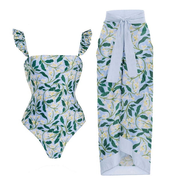 Daisyyozoid Womens Swimwear Clearance Halter Split Three-piece Printed Swimsuit