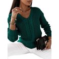 thumbnail image 3 of LUXUR Women Chunky Knitted Sweaters Knitwear Chic Pullover Green L, 3 of 4
