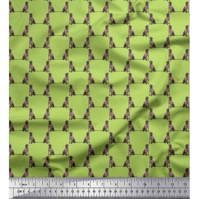 Soimoi Poly Georgette Fabric Cane Corso Dog Print Fabric by The Yard 52 Inch Wide