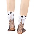 thumbnail image 3 of Women‘s Fishnet Socks Mesh Knee High Socks Fashion Stockings with Satin Bow, 3 of 7