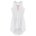 thumbnail image 3 of RUNQHUI Girls' Rhinestones Ice Figure Skating Dress Sleeveless Gymnastics Asymmetrical Competition Dancewear White 14, 3 of 6