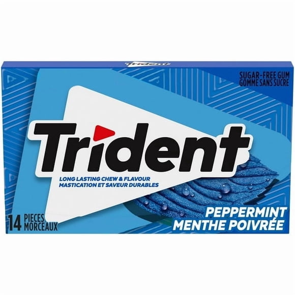 Trident Gomme Sans Sucre à la Menthe Poivrée, 14 Pcs, 14 Unités