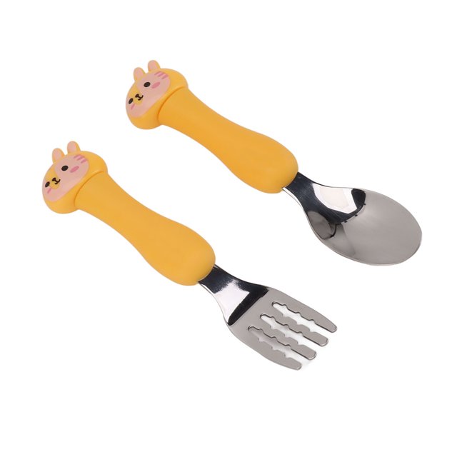 6-Piece Baby Spoon Fork Set With Cartoon Handle, Stainless Steel Feeding Utensils For Toddlers With Travel Case