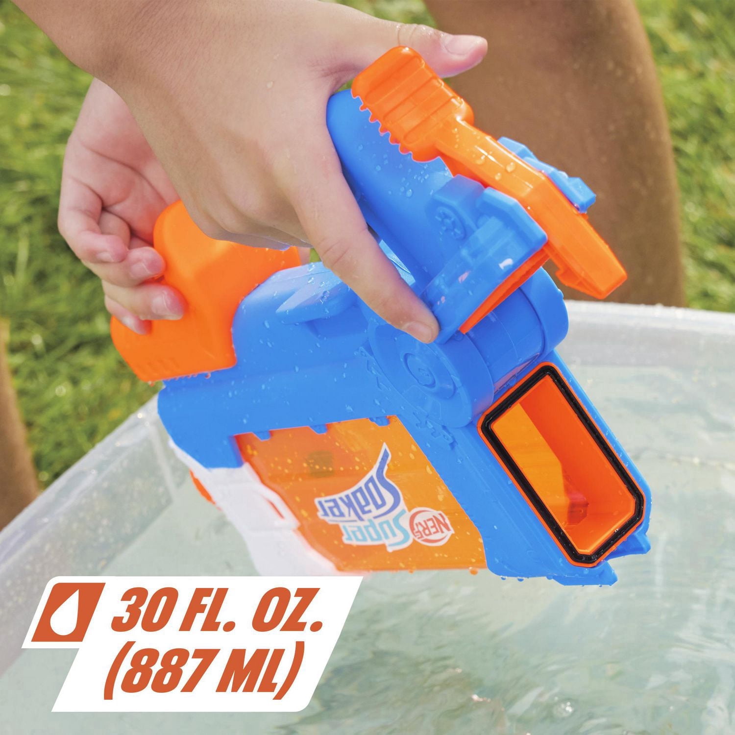 Nerf Super Soaker Flip Fill, blaster à eau à remplissage rapide, capacité de 887 mL d'eau, jouets d'eau