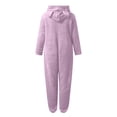 thumbnail image 3 of Penkiiy Combinaisons pour Femmes Femmes Combinaison à Capuche à Manches Longues Pyjama Décontracté d'Hiver Chaud Combinaison de Nuit Violet TP Combinaisons, 3 of 5