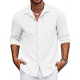 thumbnail image 2 of Yuyuzo Mens Shirts Long Sleeve Button down Open Front Lapel V Neck Blouse Solid Color Business Casual Fall Tops, 2 of 6
