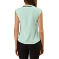 thumbnail image 3 of INSPIRE CHIC Women's Tie Neck Cap Sleeve Button Down Ruffle Summer Shirts, 3 of 6
