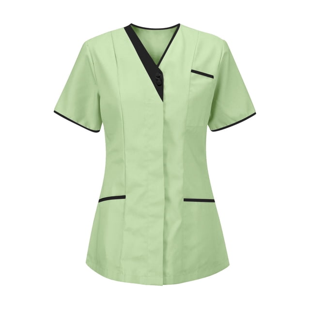 Baysbule Tunique d'Infirmière à Col en V pour Femmes Uniforme de Clinique Chemise de Protection Douce et Confortable à Manches Courtes